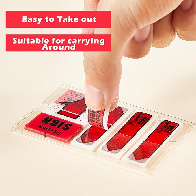 Teling 2000 Pcs/ 20 Packs Sign Here Sign Date Tabs Stickers Colored with Dispenser Arrow Flag Tabs with Dispenser Easy to Post for Notary Books Paper(Stylish Style)