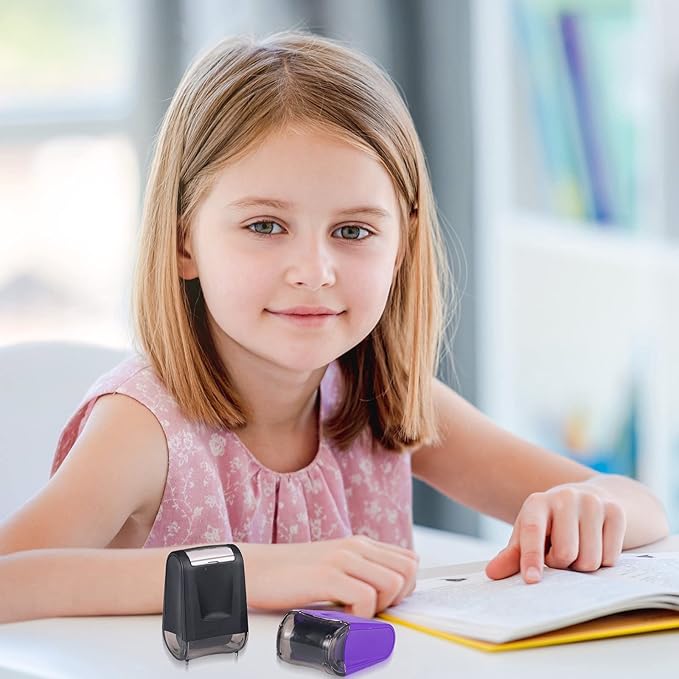 Sherr 2 Handwriting Line Stamp Roller Dashed Handwriting Lines Practice Roller Stamp for Kids, Teachers Kindergarten Education Classroom Back to School Need(2.72 x 2.44 x 1.54 Inch,Purple, Black)