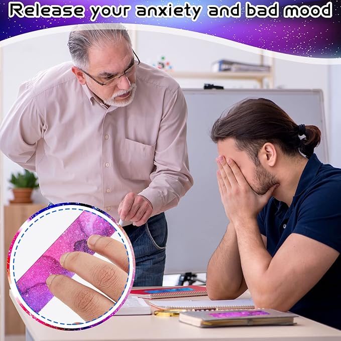 36 Pieces Anxiety Sensory Stickers Cute Fidget Textured Strips Toys Anti Stress Tactile Rough Sensory Calm Textured Strips Adhesives Anxiety Relief for Adults Teens Desk Classroom (Ink and Starry Sky)