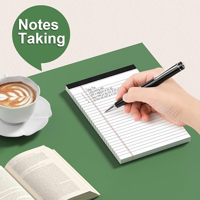 12 Pack Note Pads 5 x 8 Inch 80gsm Quality Small Notepad College Ruled Legal Pads, White Lined Double Sided Printing Writing Pads, 30 Sheets/Pad, Perforated Paper for Note-Taking, Grocery List