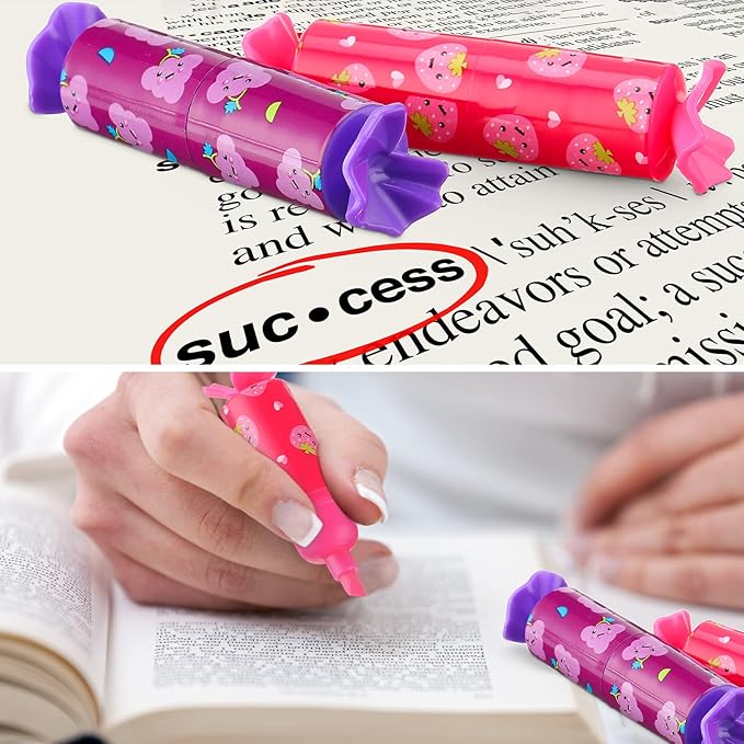 24 Pieces Mini Highlighter Candy Pastel Highlighter for Kid Student 6 Colors Cute Chisel Tip Marker Pen for Candy Party Birthday Drawing Poster Diary Greeting Card School Office Supplies
