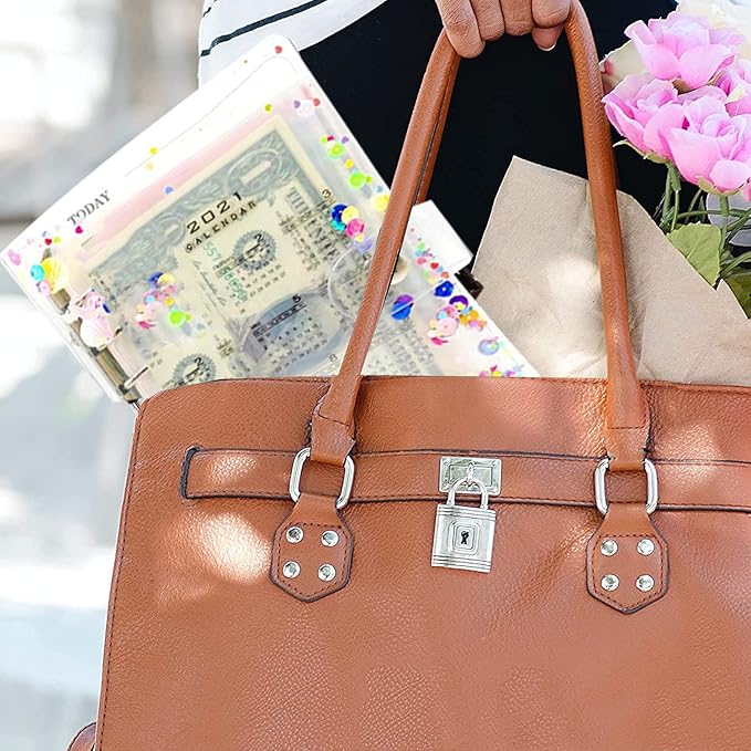 35 Pieces A6 Binder PVC Cover with 10 Clear Binder Pockets, Waterproof 6-Ring Budget Binder Envelopes System Budget Planner Organizer, Budget Sheets & Card Bags & Papers & Label for Cash Envelopes