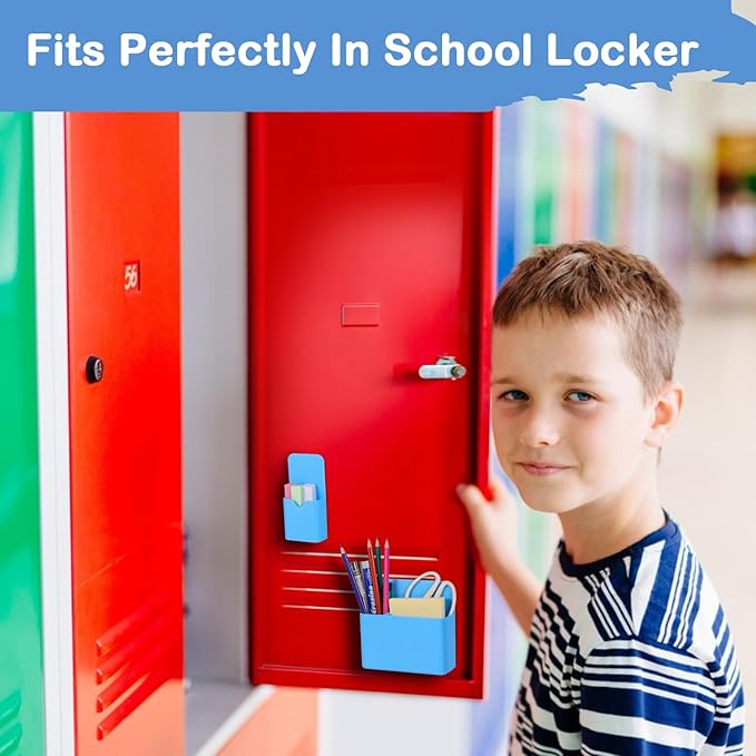 Magnetic Pen Holder,2 Pack Magnetic Dry Erase Marker Holder with Generous Compartments,Strong Magnet Storage Marker Pen Pencil Organizer for Refrigerator,Whiteboard,Locker Accessories