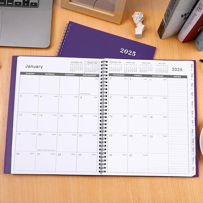 2025 Monthly Planner - Monthly Planner/Calendar 2025, JAN. 2025 - DEC. 2025, 9'' x 11'', 12-Months Planner with Monthly Tabs - Purple
