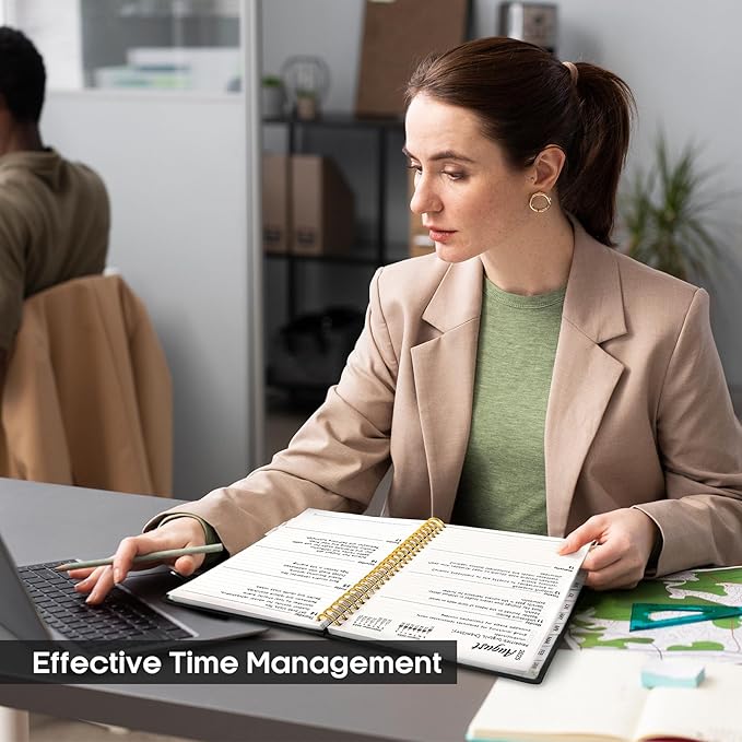 2025 Planner - Weekly and Monthly Planner Spiral Bound, January 2025 - December 2025, Hardcover 2025 Calendar Planner Book with Tabs, Inner Pocket, Perfect for Office Home School Supplies - A4 (8.5" x 11"), Black