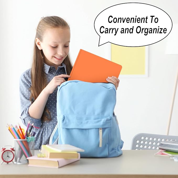 30 Pack Two Pocket Folders Business Card Holder Plastic Folders with Prongs for School Office Filing Cabinet Resume Portfolio (Orange)