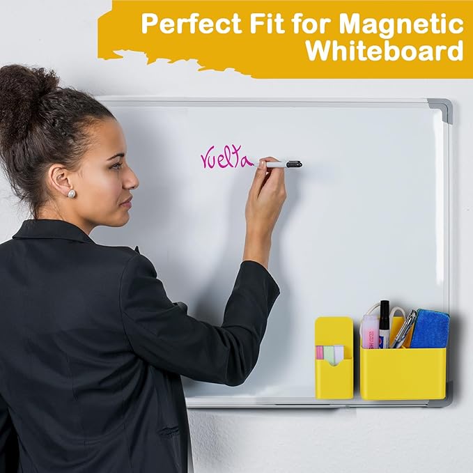 Magnetic Pen Holder,2 Pack Magnetic Dry Erase Marker Holder with Generous Compartments,Strong Magnet Storage Marker Pen Pencil Organizer for Refrigerator,Whiteboard,Locker Accessories