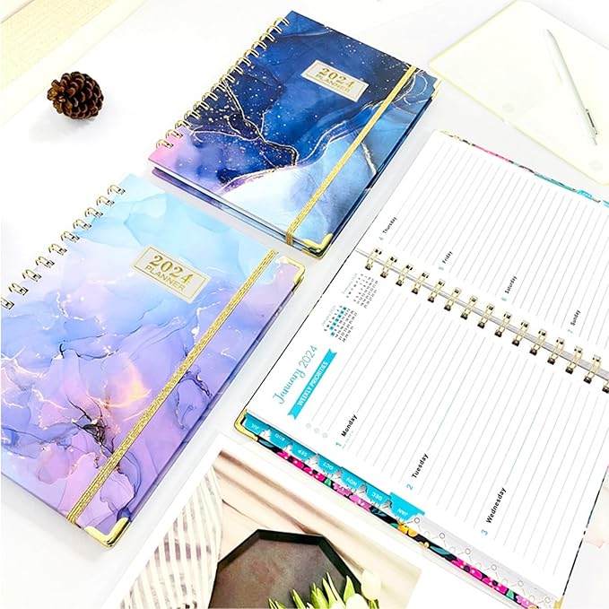 2024 Planner, Weekly and Monthly Planner Spiral Bound, Runs from January 2024 to December 2024, A5, Weekly and Monthly Planner Spiral Bound, Runs from Januaryto December 2024, A5 (Purple)