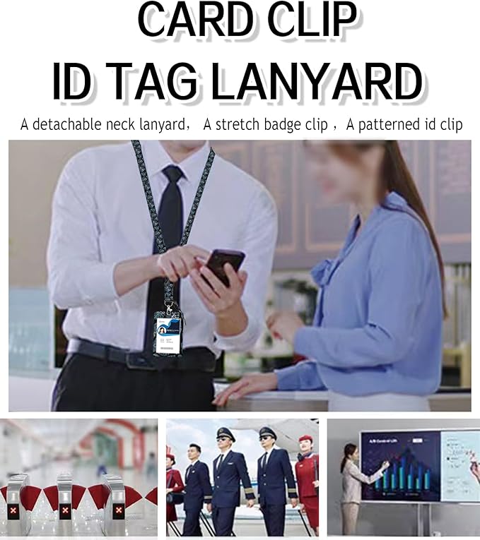 ID Badge Holder with Retractable Lanyard and Keychain, Badge Reel with Rotate Carabiner Clip,Yellow Blue Leaves Card Name Tag Lanyard ID Protector Bage Clips for Student, Women, Office