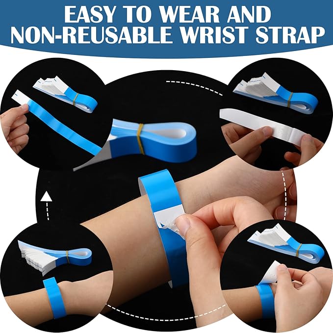 600 Packs Paper Wristbands for Events Neon Party Wristbands Colored Waterproof Paper Club Arm Bands Lightweight Identification for Concert Bar Entrance Admission(Blue)