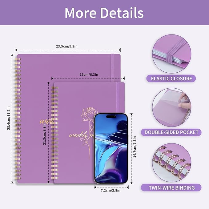 2025 Planner Weekly and Monthly, Calendar Planner with Monthly Tabs, 2025 Weekly Planner from Jan 2025 - Dec 2025, Weekly Monthly Planner with Spiral Binding- 8.5" x 11", Purple