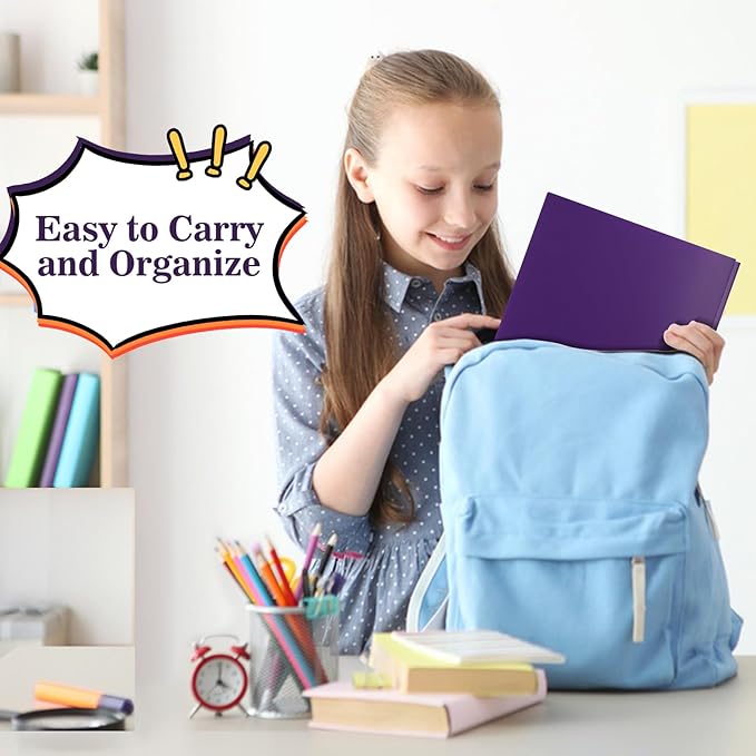 12-Pack Plastic Folders with Pockets and Prongs,2-Pocket Folders with 3 Fasteners, Poly Folders Holds 8-1/2" x 11" Paper for School/Office/Home, Purple