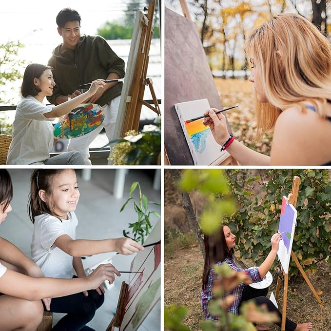 21Pcs Paint Brush Set, 15 Oil Paint Brushes, Paint Palette, Palette Knife, Sponges, Standing Organizer, Professional Artist Paint Brushes for Acrylics, Watercolors, Gouache, Canvas and Face Painting