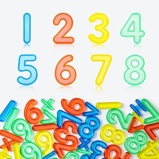 48 Pcs Plastic Numbers and Symbols – Early Math Set - Light Table Manipulatives, Durable ABS Material, Vibrant Translucent Colors for Engaging Learning Experiences