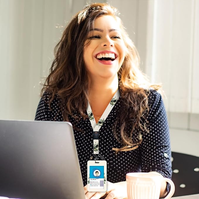 Giancomics Lanyards for Id Badges, Book Black Cat ID Badge Holder with Lanyard Badge Reel Retractable, Lanyard with ID Holder Keychain Clip Name Tag Cute ID Card Holder for Teacher Women Work Office