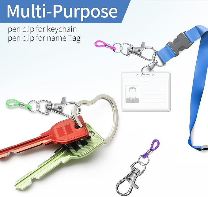 10PCS Retractable Pen Holders - Clip on Pens for Badge Reel, Perfect Pen Holder for Lanyard, Nurses, and X-ray Marker Holder