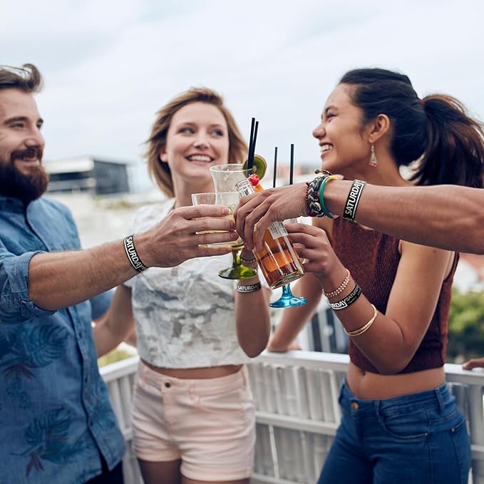 Henoyso 600 Pcs Saturday Paper Wristbands Event Wristbands Paper Bracelets Wristbands Numbered Waterproof Party Wristbands for Events Day of The Week(Black)