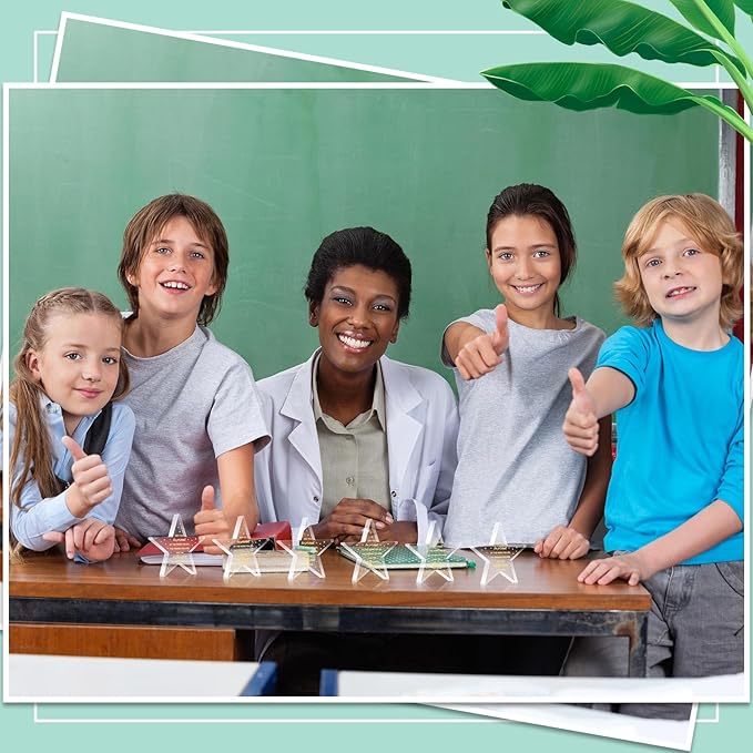 24 Pcs Employee Appreciation Awards for Coworker Acrylic Thank You Gifts Trophy Be Proud of The Work You Do Prizes for Colleague Retirement Farewell Motivational Gift (Pentagram)