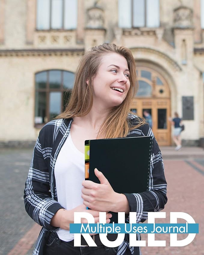 5 Subject Notebook - Spiral Notebook, College Ruled Notebook With Dividers Pocket, Tabs, 11" Ruler, 200 Pages, for Writing Journal, Home & Office, School Supplies, 8.5''x11'' CoCo Brown