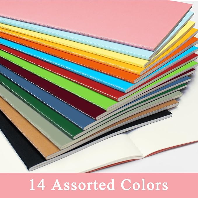 24 Pack Blank Books for Kids - 5.5"x 8.3", 60 Pages - Small Journals Bulk, Girls Notebooks for Drawing & Writing, Sketchbooks w/Colorful Soft Cover, Unlined Paper, A5 Travel Size