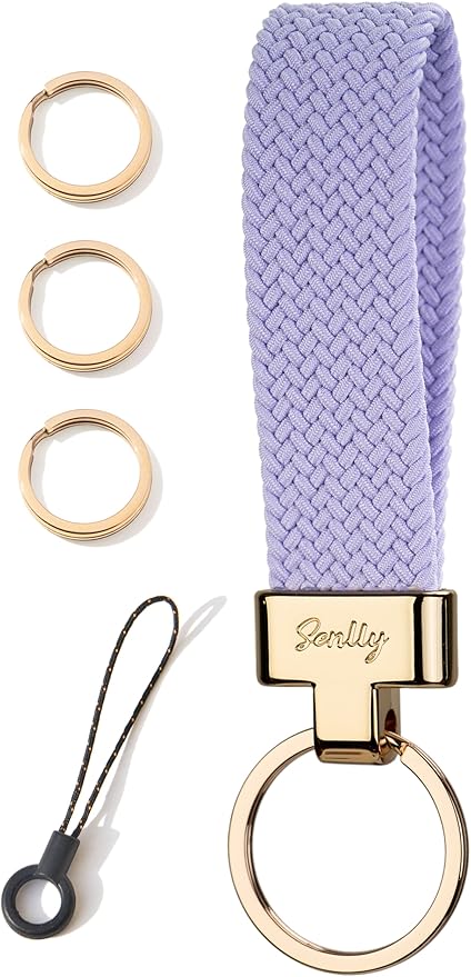 SENLLY Car Keychain, Stretchy Key Holder, Original Elastic Anti-Drop Design Finger Lanyard Strap