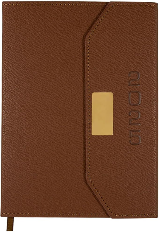 2025 Daily Monthly Planner - Calendar, January - December 2025, 100GSM Thick Paper, Leather Cover, Planner with Hourly Schedule,6.1" x 8.2", Daily Inside Page - Monthly Inside Page, Pen Holder, Bookmarks (Brown)