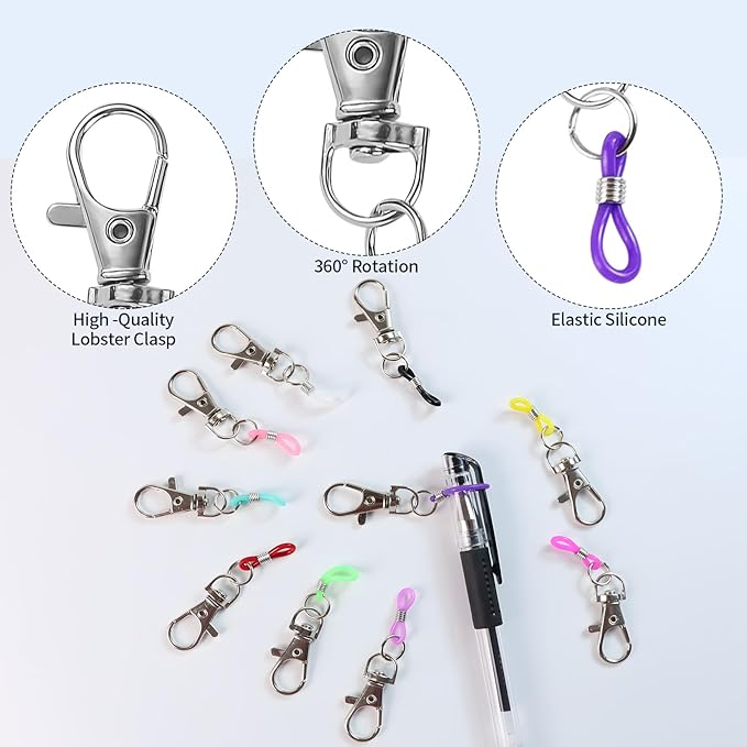 10PCS Retractable Pen Holders - Clip on Pens for Badge Reel, Perfect Pen Holder for Lanyard, Nurses, and X-ray Marker Holder