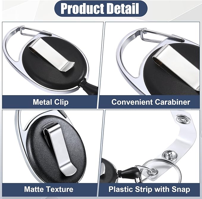 Honoson Heavy Duty Retractable Badge Reels Batch ID Badge Holder Retractable Clip Bulk Card Key Holder with Ring for Office Worker Employee, Doctor Nurse Gifts(Black,30 Pcs)