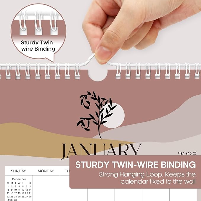 2025 Wall Calendar, Monthly Wall Calendar from January 2025 to June 2026, 14.7" x 11.5", Spiral Binding Hanging Wall Calendar, Perfect for Home or Office, Boho Theme