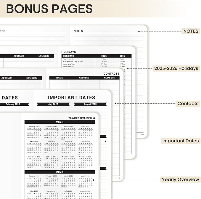 2025 Planner - Weekly and Monthly Planner, January 2025 to December 2025, Hardcover 2025 Calendar Planner Book, Inner Pocket, Perfect for Office Home School Supplies - A5 (5.8" x 8.4"), Grey Beige
