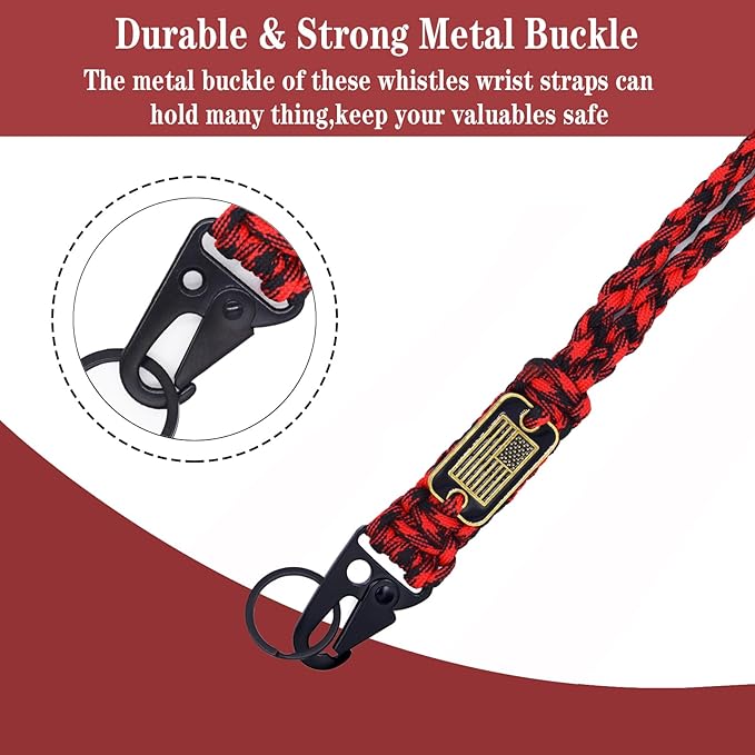 Heavy Duty Braided Paracord Lanyard Keychain with USA Flag, Parachute Rope Necklace Keychains, Braided Strong Lanyard with Metal HK Clip Key Ring for Outdoor Activities, Camera, Traveling