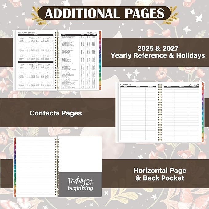 2025 Planner - 2025 Planner, 2025 Planner Weekly and Monthly, JAN. 2025 - DEC. 2025, 6.3" x 8.4", 2025 Planner with Tabs, Twin-Wire Binding, Inner pocket, Planner organizer - Moon