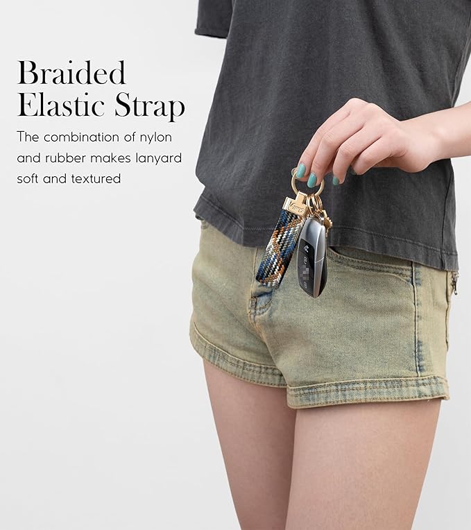 SENLLY Car Keychain, Stretchy Key Holder, Original Elastic Anti-Drop Design Finger Lanyard Strap