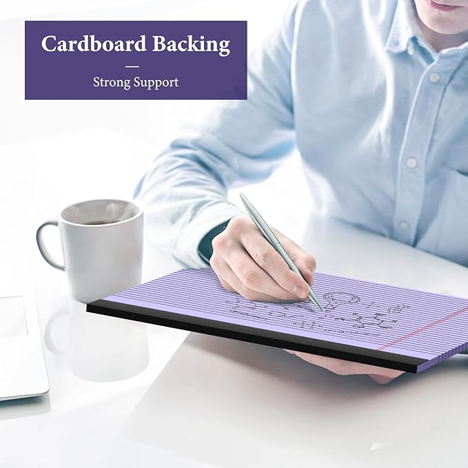 2 Pads Note Pads 11" x 9.5" Legal Pads College Ruled Notepad Micro Perforated Writing Pads Purple Lined Paper 80GSM College Ruled Paper Pad of Paper 30 Sheets Notebook for School, To-Do Lists, Office