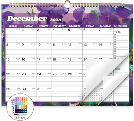 2025 Calendar, Calendar 2024-2025, 18 Months Wall Calendar July 2024 to Dec 2025 Calendar with Julian Dates, 14.8" X 11.5" (Flower)
