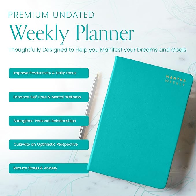 2025 Planner, Daily Journal & Gratitude Journal All-In-One with To Do List, Self Care Prompts & Habit Tracker - 7 x 10 - Teal