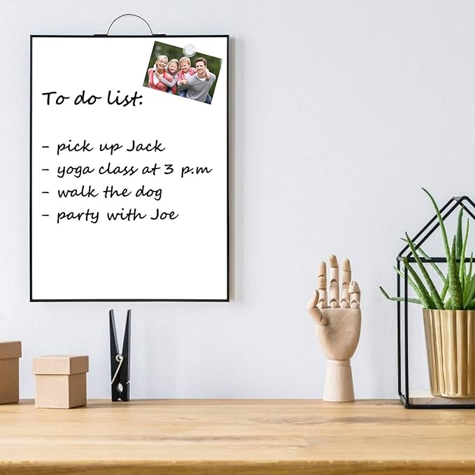 TSJ OFFICE Small White Board - 16" X 12" Portable Black Aluminum Framed Whiteboard, Magnetic Dry Erase Board with a Handle, to Do List Notepad for Office, Home, School