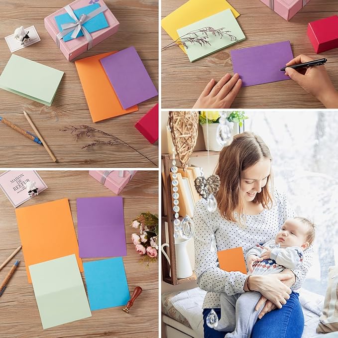 50 Pack Blank Cards Folded Cardstock Thank You Blank Greeting Cards for Invitations, Wedding, Greeting Cards, All Occasion DIY (Multicolor, 4x6)