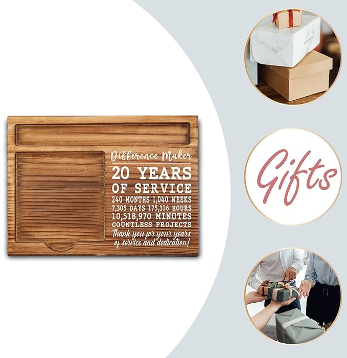 20th Work Anniversary Sticky Note Holder, Thank You Appreciation 20 Year Work Anniversary Decor Gifts for Women, Employee, Him, Her, Happy 20th Work Anniversary Self-Stick Note Pad Holders GSH27