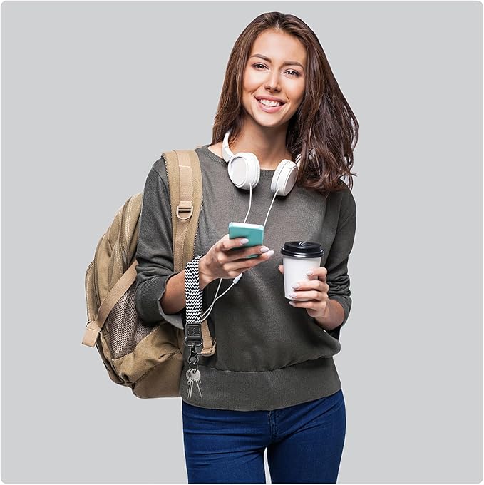 Fishent Stretchy Wristlet Keychain,Braided Cute Wrist Lanyards for Keys, Key Chain Holder for Women Men, Wrist Strap Keychain for Car Keys Phone Camera Wallet ID Badges Card (Zebra)