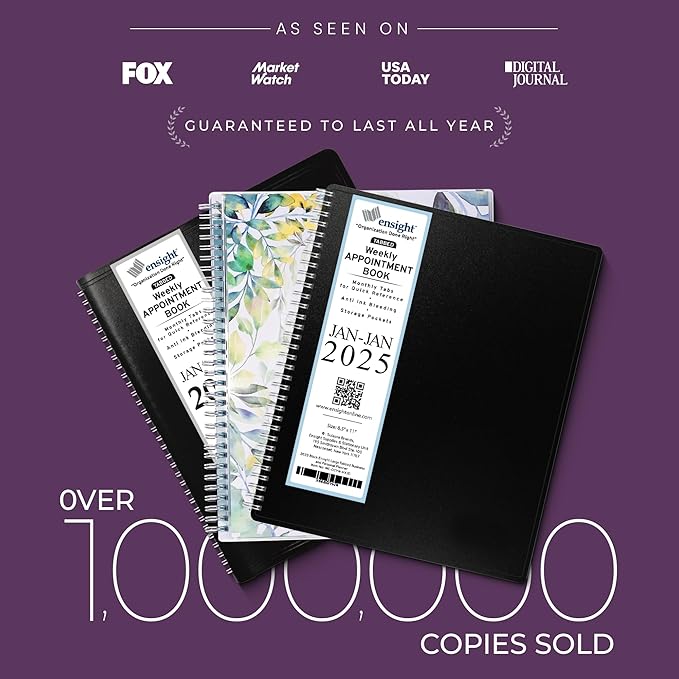 2025 Appointment Book & Planner- Ensight 8.5 x 11 inches, Large Tabbed Daily Hourly Weekly Planner, Calendar & Schedule Book 15-Minute time Slots, Business & Personal Planner Jan 2025- Dec 2025- Purple