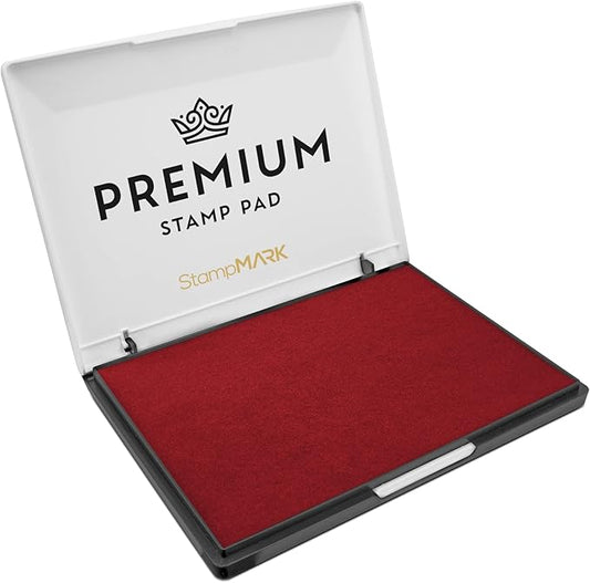 Premium Stamp Pad Extra Large Size 6" x 8" - for Traditional Rubber Stamps - Felt Pad Crimson Red Color