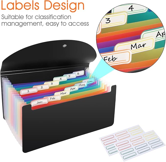 2 Pack 13 Pockets A6 Mini Coupon Organizer Wallet, Expandable Accordion File Organizer for Storage Receipt Cards Coupons Tickets - Black