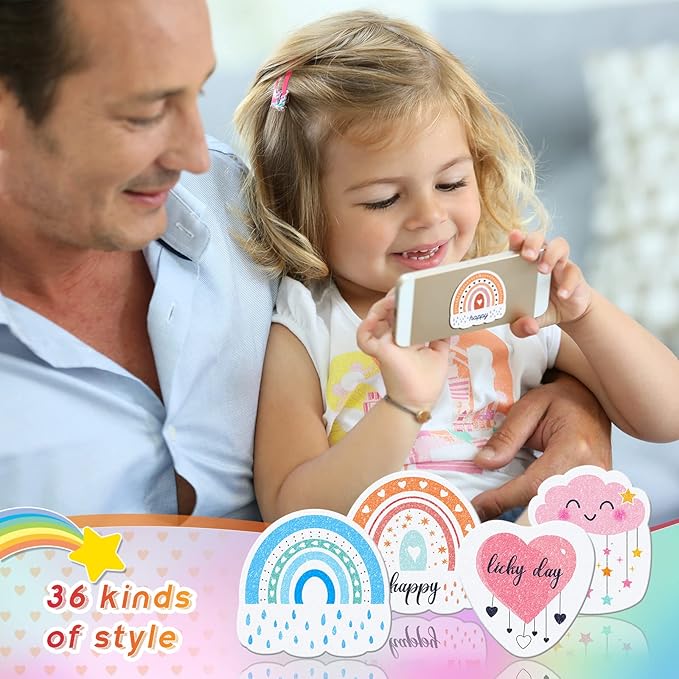 36 Pieces Anxiety Sensory Stickers Cute Fidget Textured Strips Toys Anti Stress Tactile Rough Sensory Calm Textured Strips Adhesives Anxiety Relief for Adults Teens Desk Classroom (Boho Style)