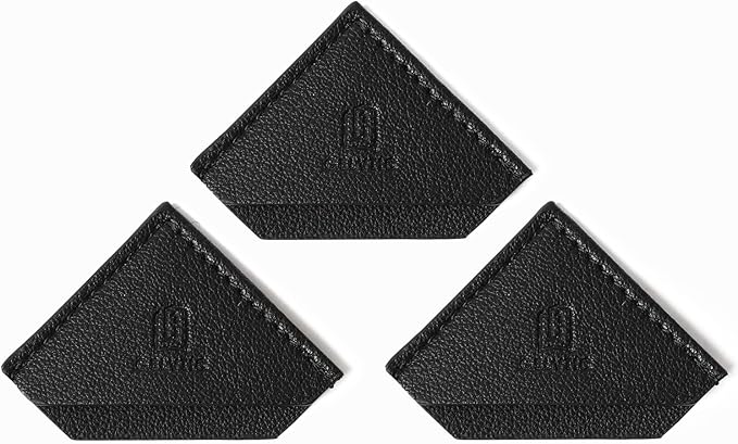 3 Pieces Leather Bookmarks Handmade Page Marker for Men Women Faux Leather Page Clips Corner Book Markers for Teachers Christmas Gift for Writers Bookworm Book Lovers (06-Black)