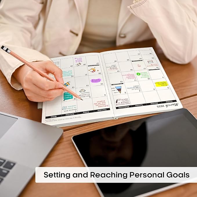 2025 Planner - Weekly and Monthly Planner, January 2025 to December 2025, Hardcover 2025 Calendar Planner Book, Inner Pocket, Perfect for Office Home School Supplies - A5 (5.8" x 8.4"), Grey Beige