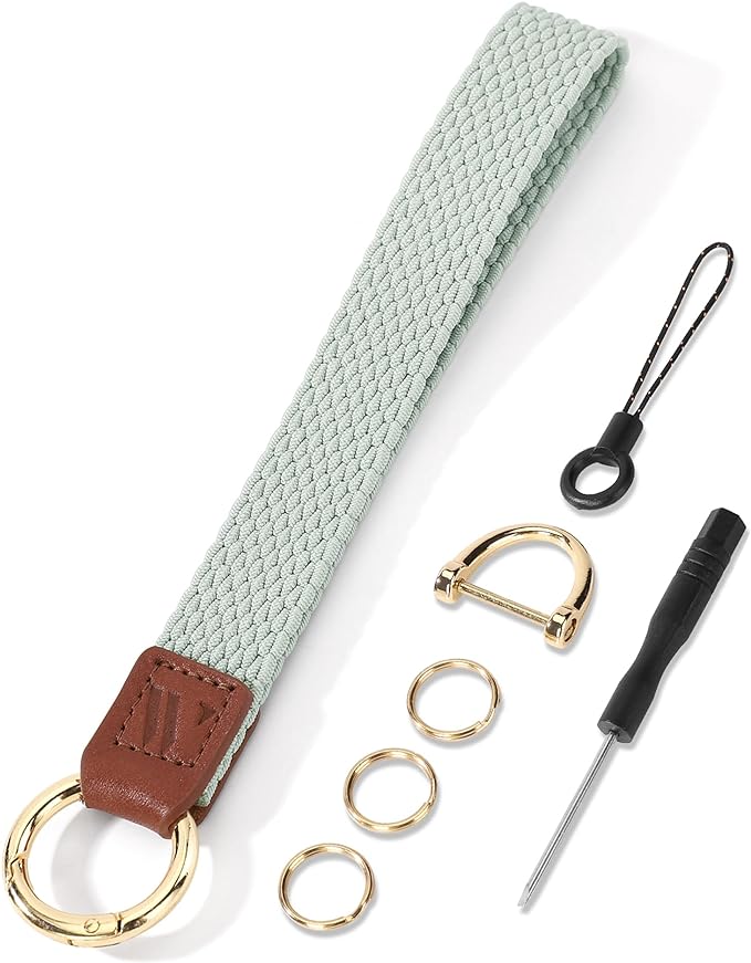 Wristlet Keychain for Women Stretchy Wrist Keychain Lanyard for Phone Case Wallet Id Card Badges (Sage Green)