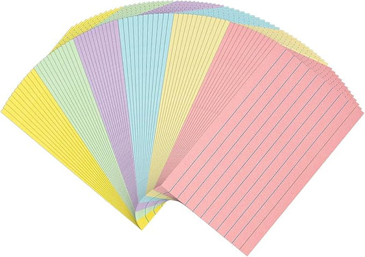 300Pcs Colored Index Cards 5x8, Goefun Lined Flashcards, 6 Color Notecards for Studying, Recipes, Memo Cards, Office Supply, To Do List, Presentation