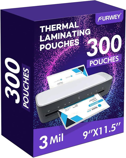 300 Pack Laminating Sheets, Holds 8.5 x 11 Inch Sheets, 3 mil, 9 x 11.5 Inches Thermal Laminating Pouches Lamination Sheet Paper for Laminator, Clear, Letter Size, Office and School Supplies