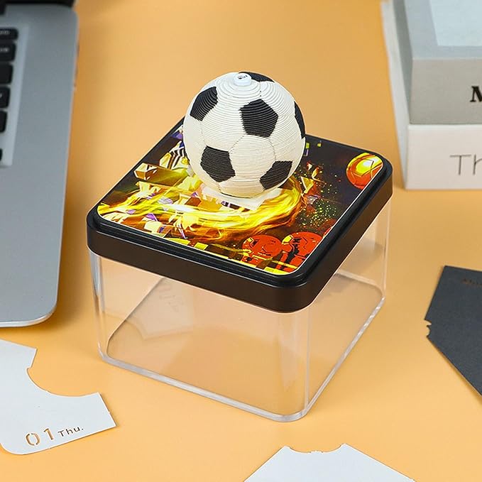 3D Art Calendar Memo Pad 2025,Creative Time Piece Calendar 2025 Desk Calendar,Football Tear Away Paper Carving Calendar 3D Memo Pad Art Notepad DIY Christmas Gift